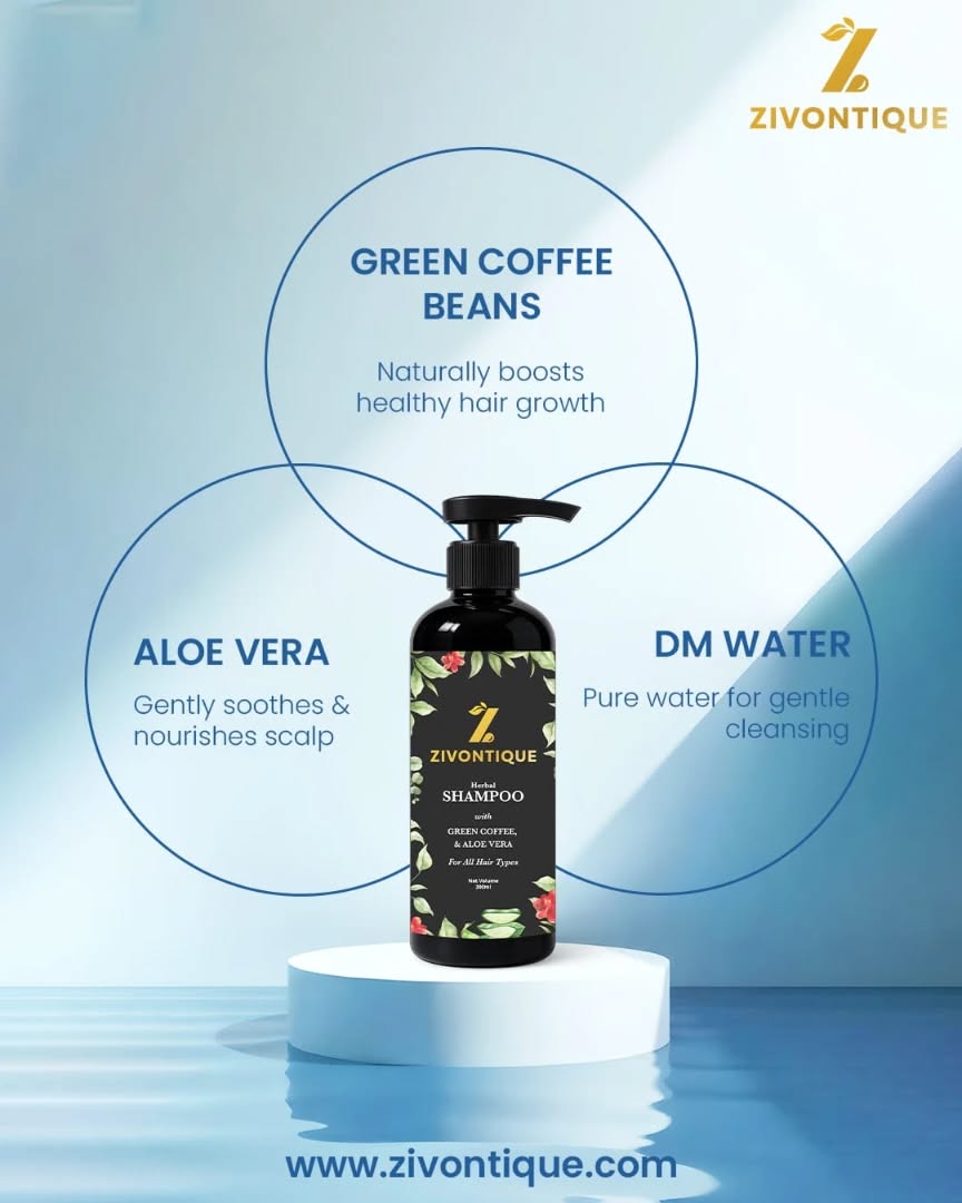 Get healthy, shiny hair with Zivontique's shampoo! 🌿💧 Boost hair growth & shine with green coffee beans & aloe vera 🌸💁♀️
.
.
#HairCare #Zivontique #HealthyHair #NaturalShampoo #HairGrowth #ShinyHair #NaturalIngredients #HairNourishment