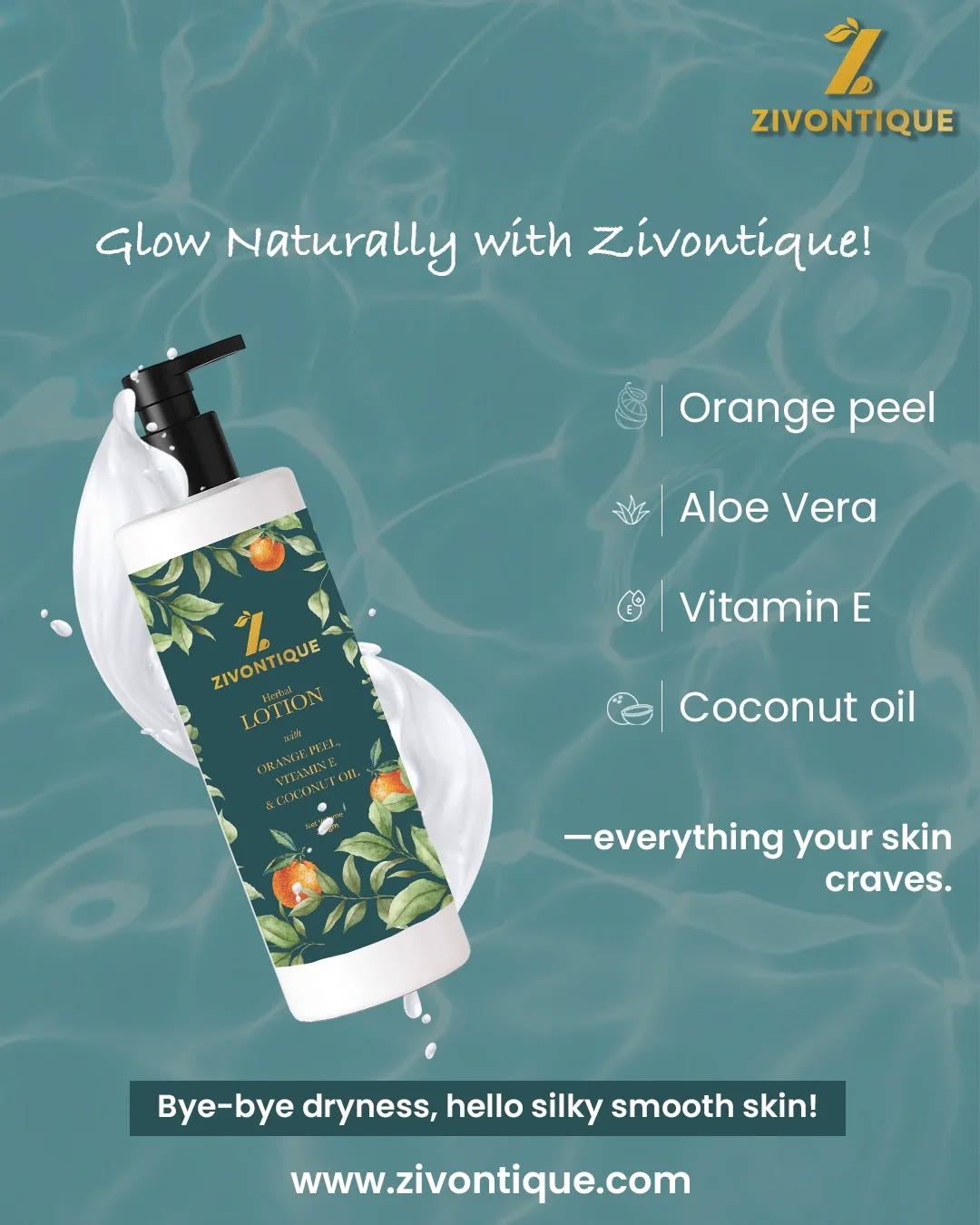 Get ready to glow naturally with Zivontique's Herbal Lotion 🌿💆♀️! 🌸 This amazing lotion is packed with Orange Peel, Aloe Vera, Vitamin E, and Coconut Oil to give you silky smooth skin 💫. Say goodbye to dryness and hello to radiant, healthy-looking skin 🌟. Try it now and experience the power of nature! 🌿💖
.
.
#NaturalGlow #SkincareLovers #GlowUp #Zivontique #HerbalLotion #SkinCare #GlowNaturally #HealthySkin #SilkySmooth